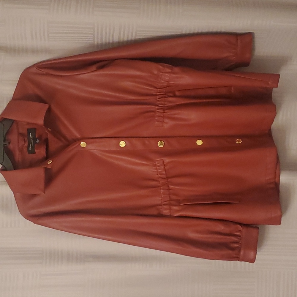 Burgundy Faux Leather Jacket